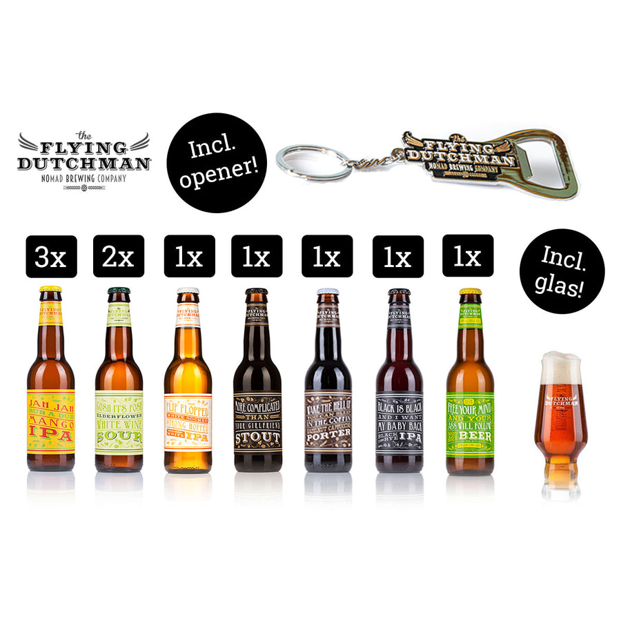 Father's Day Package - 10 bottles + unique Flying Dutchman glass + Key Ring Opener!